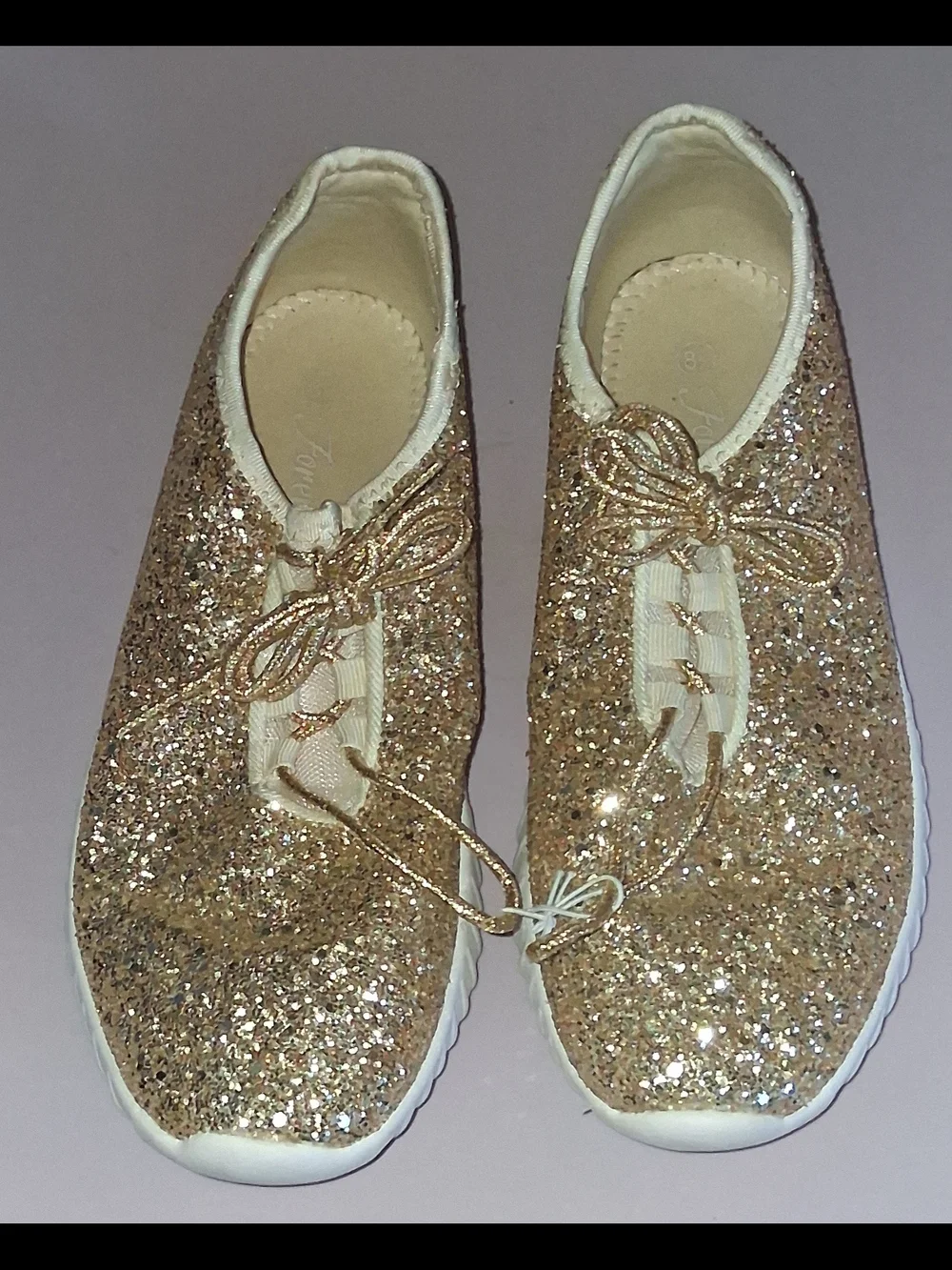 Forever 21 Women's Glitter Lace-Up Sneakers - Gold